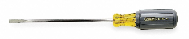 STANLEY Desarmador Plano de Uso General, 9-3/4", Ergonómico, 6", 3/16", Plana