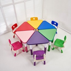 3002 *Mesa Triangular Cubierta d/Madera Altura Ajustable* (60x 48 a 60 cm.) 5 Colores Diferentes.