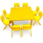 7601 *Mesa Cuadrada p/8 Niños Altura Ajustable Reforzada c/Acero* (88x88x  48 a 60 cm.) 3 Colores Diferentes.