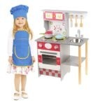 0548 *COCINA de Madera ROJA* (60x84x30 cm.) +5 Accesorios.