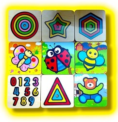 1510 *Set de 9 Rompecabezas d/Madera p/Bebé* (11×11 cm.)