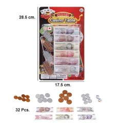 9552 *Juego de Monedas y Billetes c/Dados* (28.5×17.5 cm.) 32 Pcs.