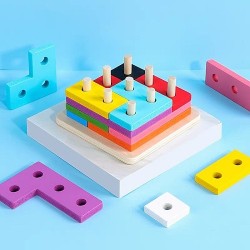 0274 *Tetris en Torre Apilable de Madera* (11 cm.) 21 Pcs.