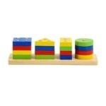 0484 *Apilador 4 Figuras Geométricas e/Línea de Madera* (21×5 cm.) 17 Pcs.