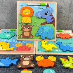 6904 *Rompecabezas Pintaron Grueso de 16 Pcs* (22×22 cm.) 4 Diferentes.