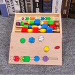 6954 *Juego de Cuentas d/Madera* (29×18 cm.) 35 Pcs.