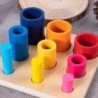 7164 *Bloques Cilíndricos Montessori* (18×18 cm.) Tablero+9 Cilindros de Madera.