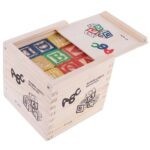4237 *ABC Wood Blocks* (11×11 cm.) 27 Pcs. Dados de Madera c/Letras.