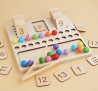 4465 *Tablero Montessori 2 en 1* (24.5×23 cm.) Tablero+Pinzas+20 Perlas+20 Números.