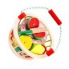 2264 *Canasta de Frutas p/Cortar Todo e/Madera* (20×19 cm.) Canasta+ Plato +Cuchillo +6Frutas. 2 Set´s Diferentes.