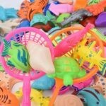 0888 *Juego de Pesca Plástico y Magnético* (17×28 cm.) Charola+Red+Caña+10 Animales del Mar.