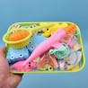 0888 *Juego de Pesca Plástico y Magnético* (17×28 cm.) Charola+Red+Caña+10 Animales del Mar.