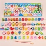 0340 *Tablero de Aprendizaje* (45×22 cm.) Pesca, Números, Alimentos, Animales, Transportes y Oficios.