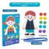 8574 *Montessori Early Education Wear Buttons* (11×18×1.5 cm.) 12 Pcs. 1Niño d/Madera+10 Botones+1Cordón.