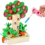 8694 *Árbol Magnético 3 en 1, Atrapa Gusanos, Clasifica los Tamaños de las Zanahorias y Aprende los Números* (20×15 cm.) 24 Pcs.