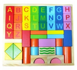 0047A *Building Block-Blocks d/Madera Impresos ABC* (26×23.5 cm.) 52 Pcs. 2 Sets Diferentes.