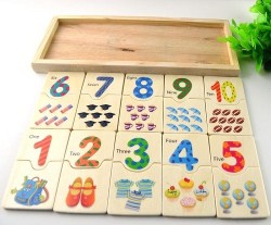 1104 *Números al 10 Relacionados* (21×9 cm.) 20 Fichas+Caja d/Madera.
