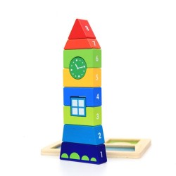 5074 *Torre Numérica Apilable y de Construcción* (21×18 cm.) Tablero y 10 Pcs.