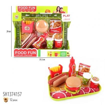1575 *Juego de Charola con Comida Rápida* (30×29 cm.) 8 Pcs.