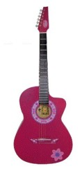 Guitarra Acustica Rockera La Española Rosa Con Flores