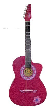 Guitarra Acustica Rockera La Española Rosa Con Flores