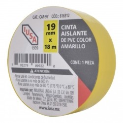 CINTA AISLAR AMARILLA 19MMX18M 616319 IUSA