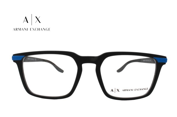 Lente Oftálmico marca Armani Exchange AX3081 Negro con azul mate