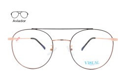 Lente Oftálmico Visual Eyewear METALVS19006 Dorado con negro