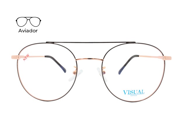 Lente Oftálmico Visual Eyewear METALVS19006 Dorado con negro