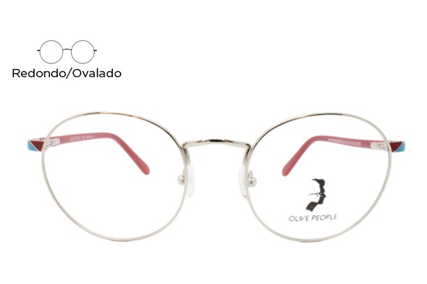 Lente Oftálmico Olive People ROUND009 Rojo con plata