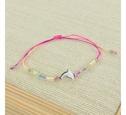 PULSERA HILO MULTICOLOR DIJE ACERO