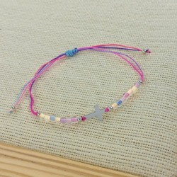PULSERA HILO MULTICOLOR DIJE ACERO
