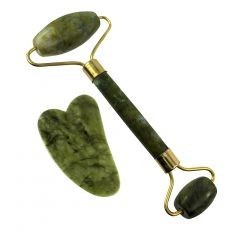 RODILLO + GUA SHA MASAJEADOR FACIAL DE JADE
