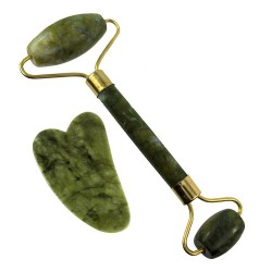 RODILLO + GUA SHA MASAJEADOR FACIAL DE JADE