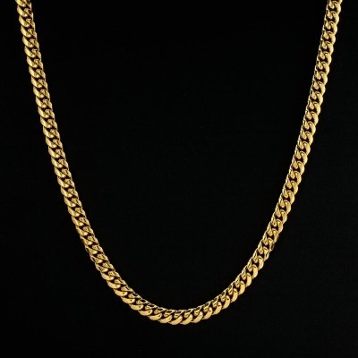 Helloice Cadena cubana de acero inoxidable de 8 mm en oro