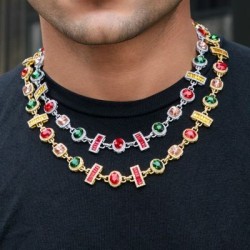 Helloice Collar de talla baguette con diamantes de colores