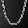 Helloice Cadena cubana de 13 mm en oro blanco helado de 18 quilates