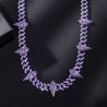 Helloice Cadena cubana helada con dientes y garras de lucha morada de 12 mm