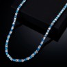 Helloice Cadena Tennis con piedras de corte baguette azul de 5 mm en oro blanco