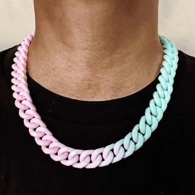 Helloice Collar Cubano De Dos Colores Degradado De Laca Horneada De 13 Mm