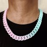Helloice Collar Cubano De Dos Colores Degradado De Laca Horneada De 13 Mm