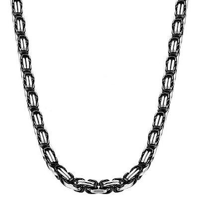 Helloice Cadena bizantina de acero de titanio negro y plateado 8mm