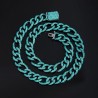 Helloice Cadena Figaro helada con esmeralda color menta de 13 mm en oro negro