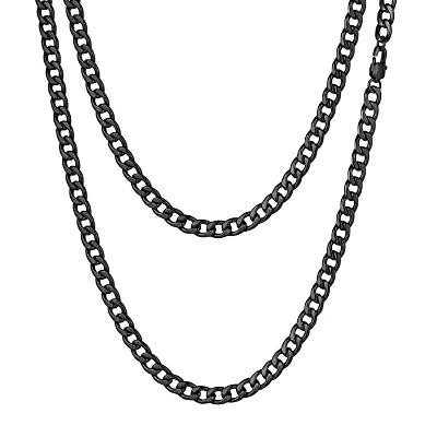 Helloice Cadena cubana de acero inoxidable de 5 mm en oro negro