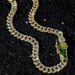 Helloice Cadena de eslabones cubanos Iced Out St. Jude de 12 mm