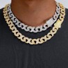 Helloice Cadena de eslabones infinitos con corte baguette de 12 mm Iced Out