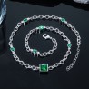 Helloice Collar de diamantes de talla princesa y talla ovalada de color verde esmeralda