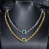 Helloice Collar de diamantes de talla princesa y talla ovalada de color verde esmeralda