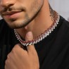 Helloice Collar cubano de diamantes rojos de talla baguette de 15 mm