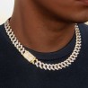 Helloice 12mm 20" Cadena Cubana con Dije de Diamantes con Letra Inicial en Oro